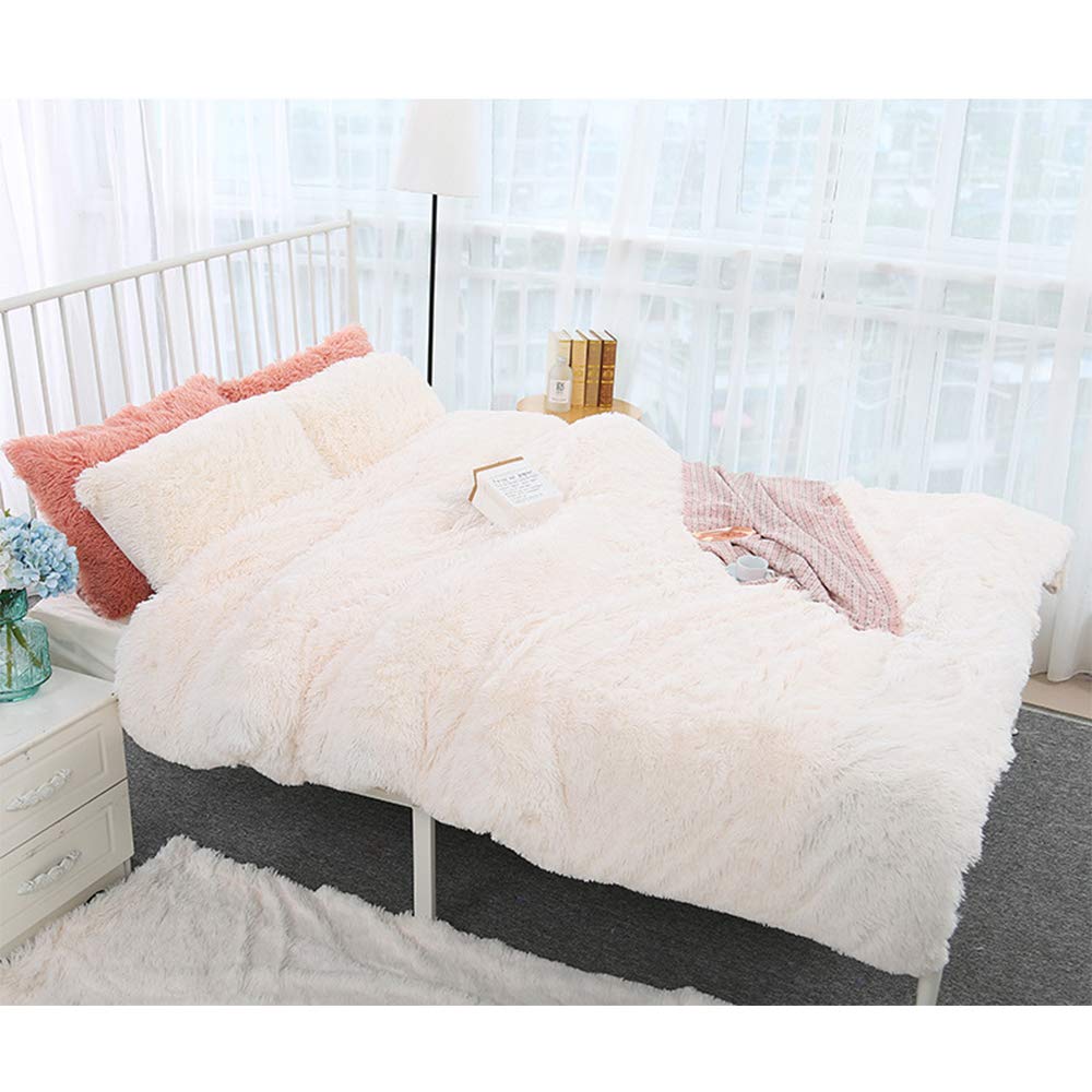 Hggzeg Manta de Pelo Largo Súper Suave, Elegante y Acogedora Manta Decorativa de Piel Sintética para Sofá, Silla y Cama (Blanco, 130 x 160 cm)