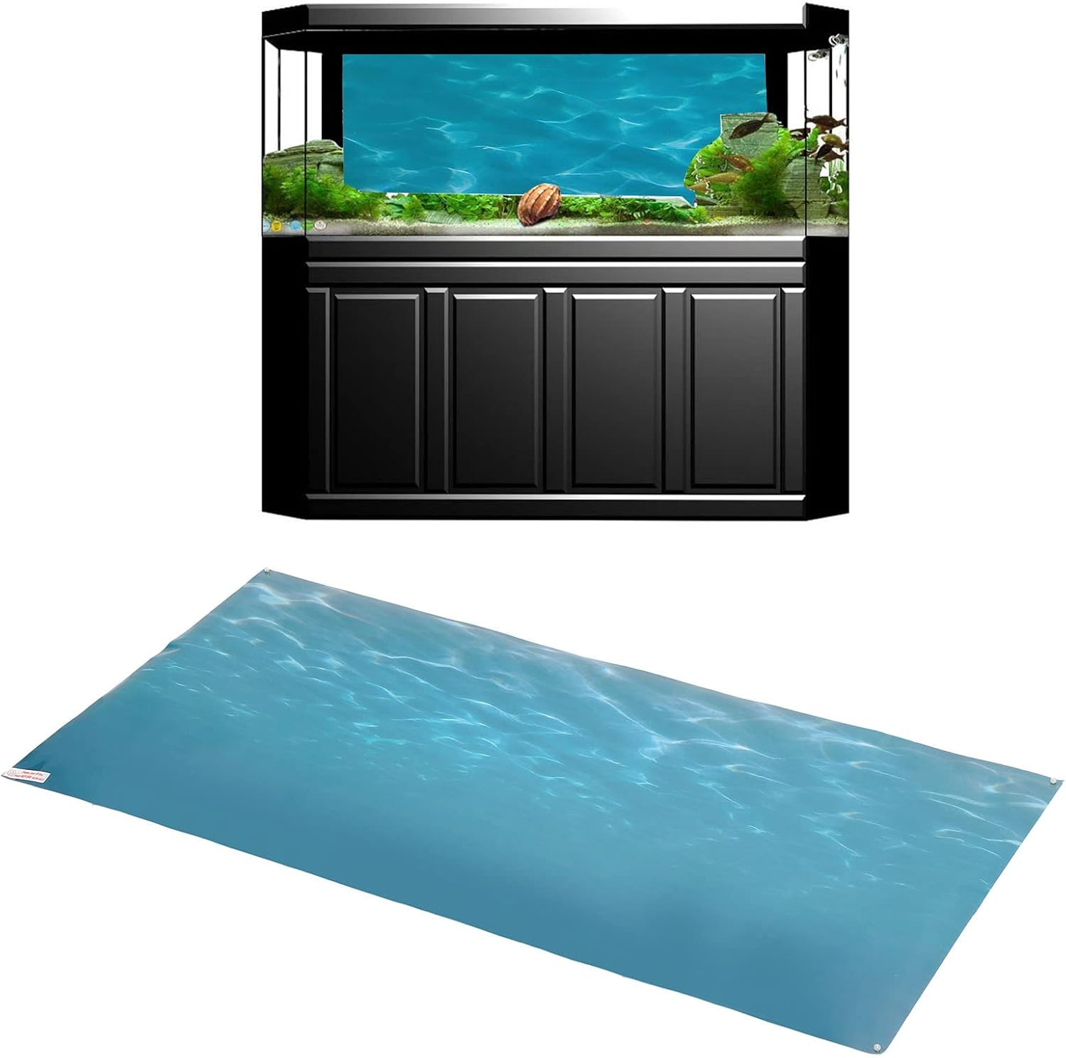 Aquarium Poster, Underwater Paper Cling Sticker with Sea Water Pattern Aquarium Wallpaper Background Decoration Picture PVC Adhesive Poster (61 * 41CM)