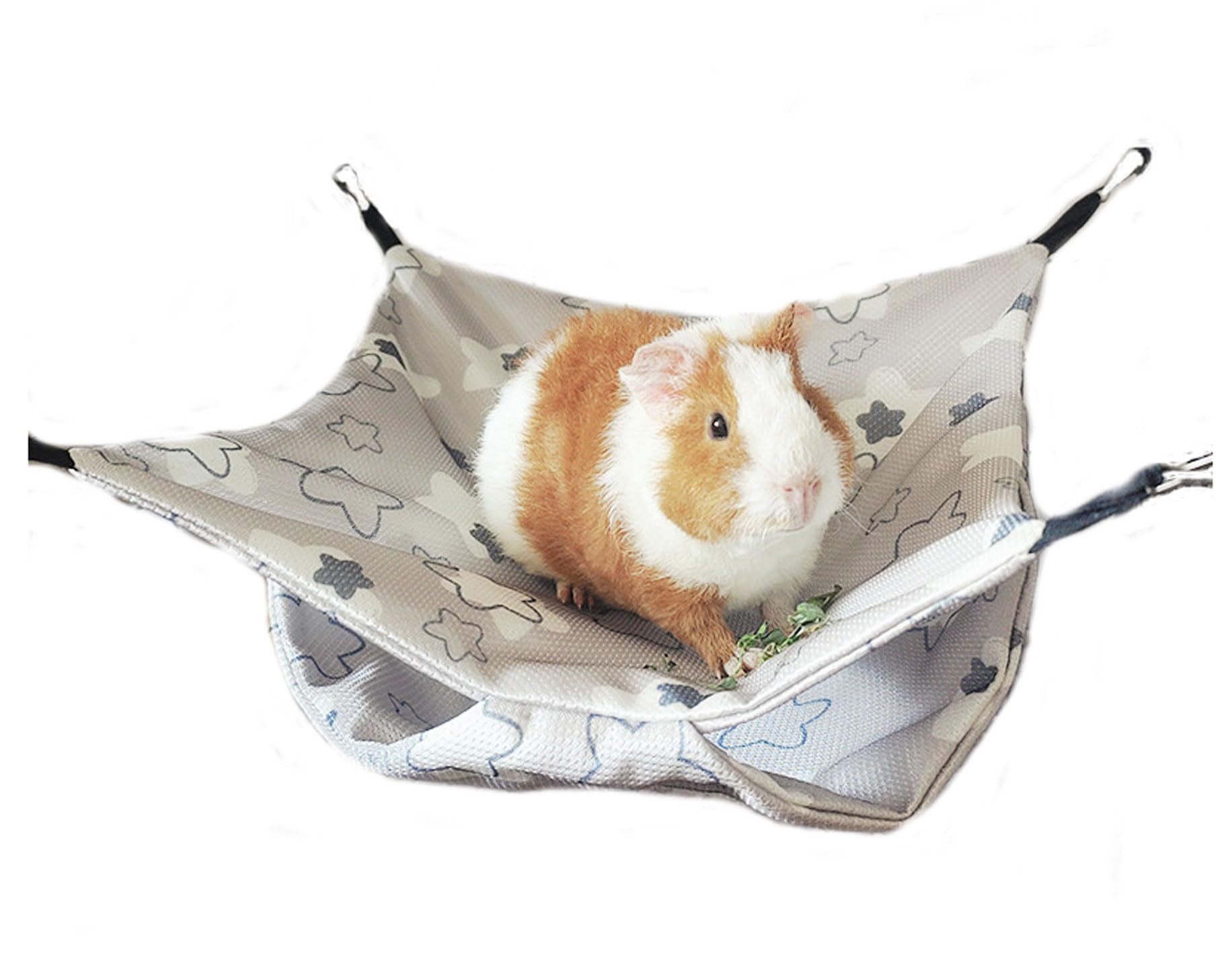 ふく福 通气性 小動物用ハンモック メッシュ ハムスター ハンモック ベッド 寝床 ペット モモンガ ハンモック 二重層 3サイズ 夏用 鳥 吊り下げ 巣 ぶらんこ 遊び場 適用小さな子猫 小さなペット(18*18CM, グレー)