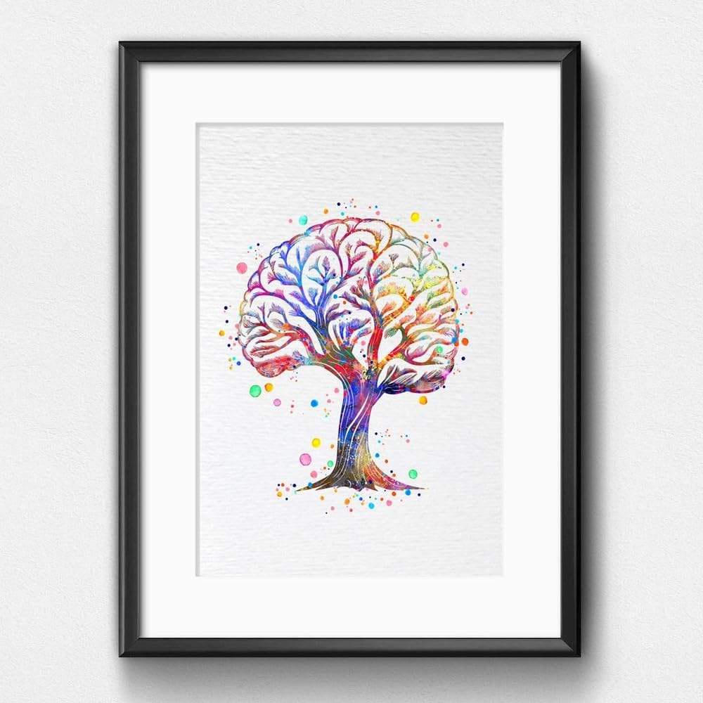 Dignovel Studios 11X14 Unframed Brain Tree Anatomy Medical Science Neurology Human Neuroscience Cognition Watercolor Art Print Poster Wall Hanging DN989