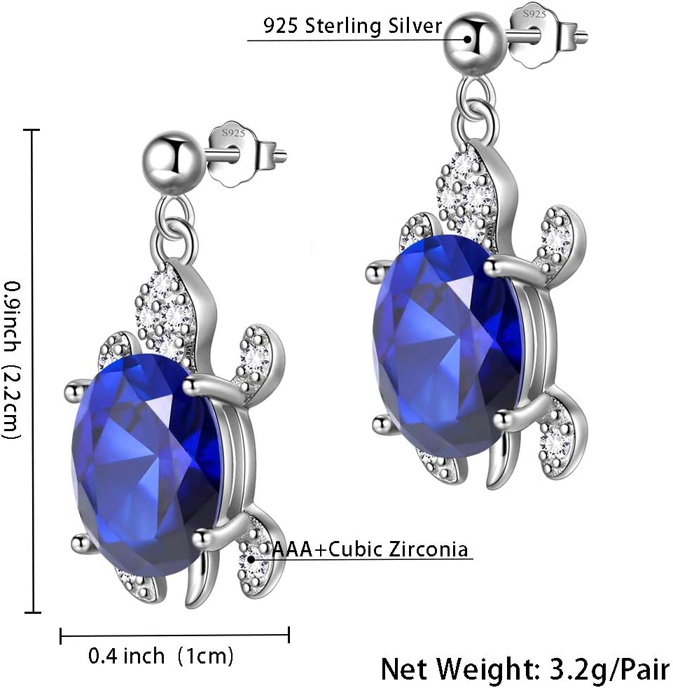 Hipunk Turtle Jewelry 925 Sterling Silver Women Animal Sea Turtle Birthstone Necklace/Earring/Ring/Bracelet Sets Birthday Jewellery