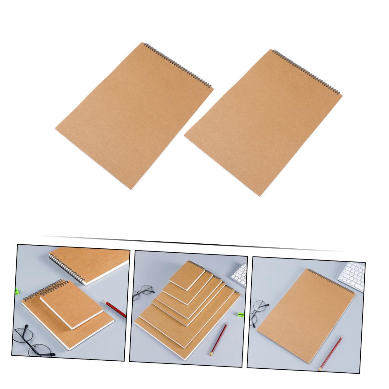 2pièces Carnet De Croquis Vierge Pour Étudiants Bloc-notes Avec Reliure Spirale Pages Blanches Épais Pour Dessin Et Écriture