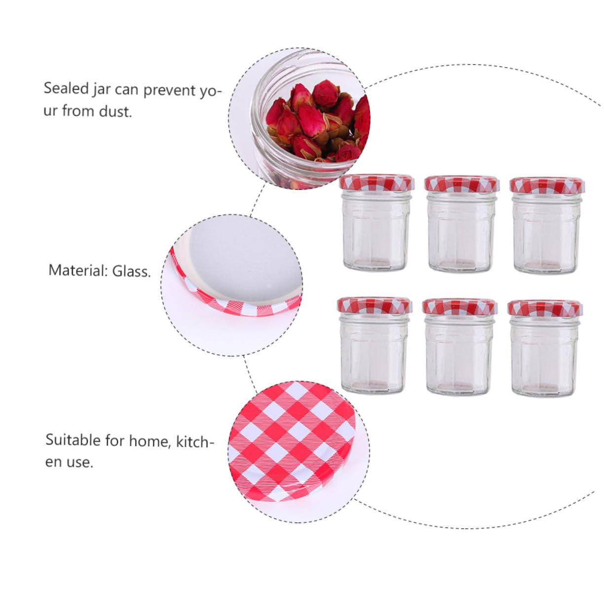 6 Piezas Tarros de Vidrio Transparentes Herméticos para Cocina Frascos de Almacenamiento de Alimentos y Mermeladas Recipientes Sellados para Conservar
