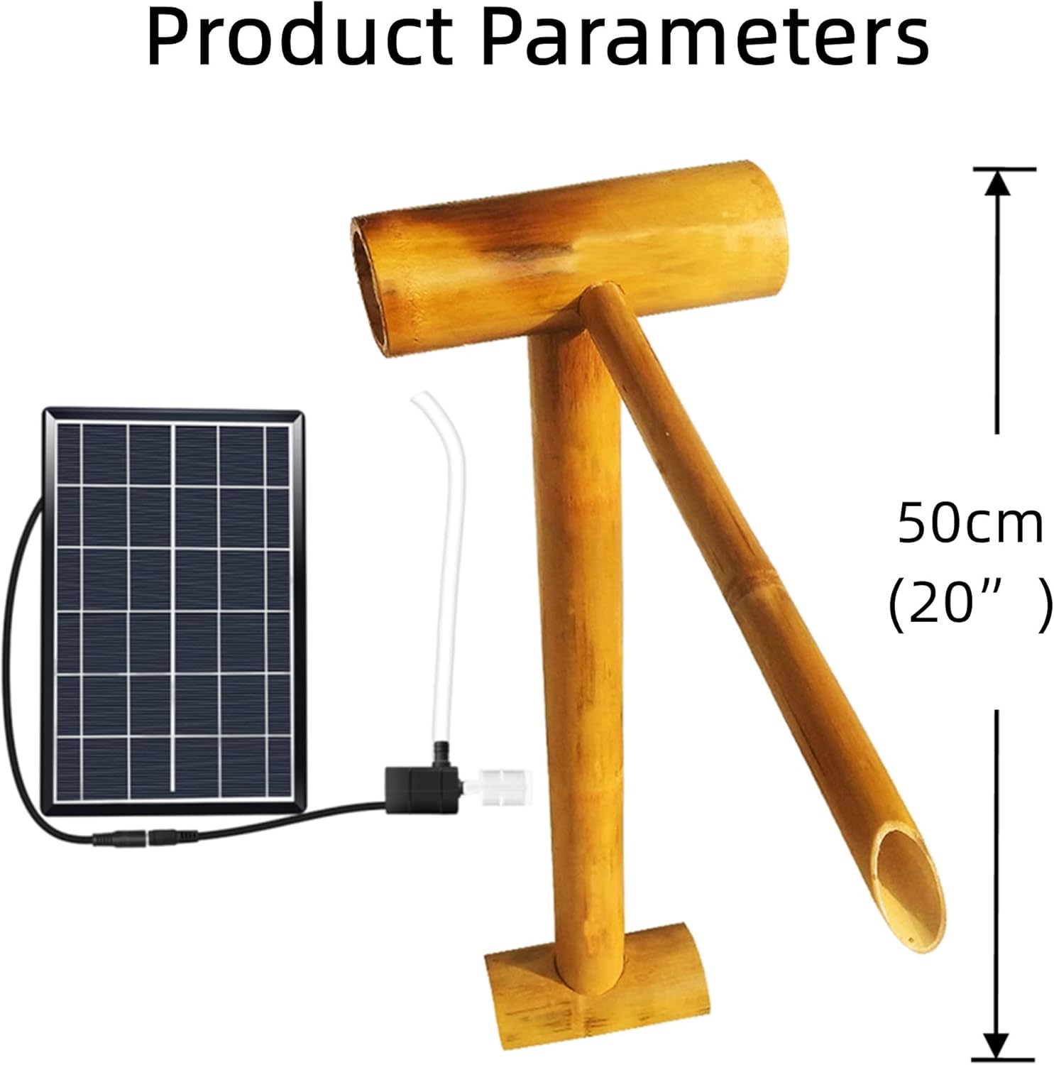 Bamboo Water Fountain with Pump, Zen Solar Fountain, Garden Water Landscaping Decor, for Indoor Outdoor,B,31”