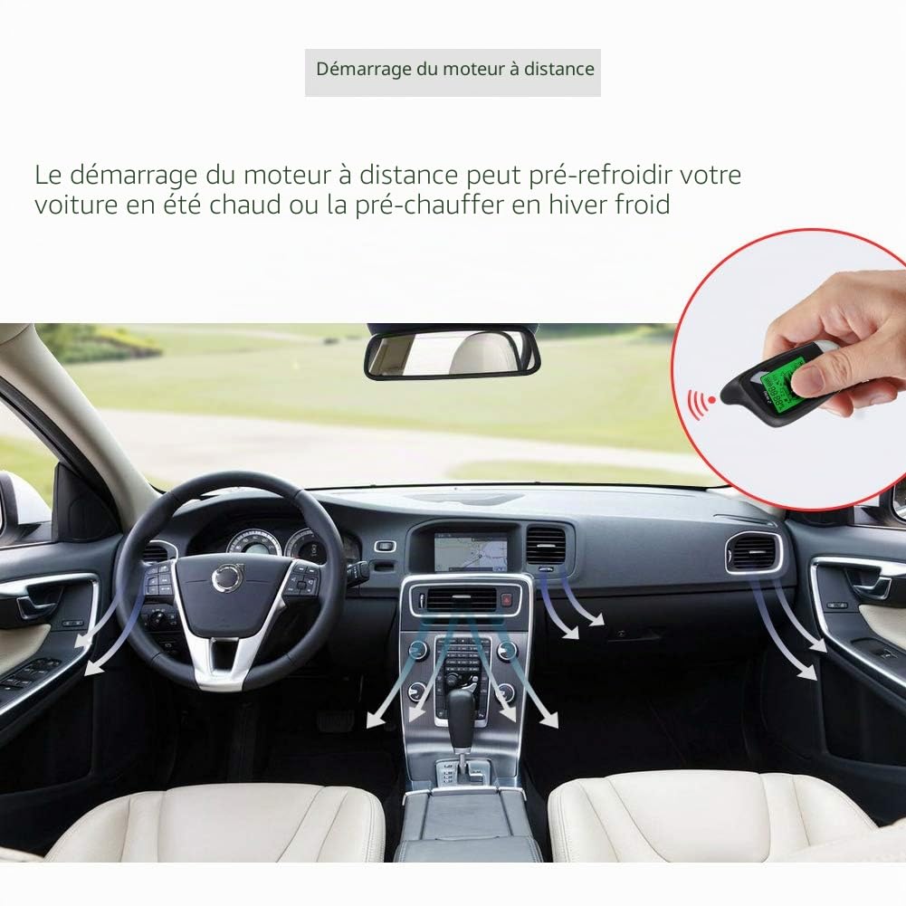 Easyguard EC202 2 voies système d'alarme de voiture avec écran LCD pager affichage à distance démarrage moteur et micro-ondes capteur DC12V