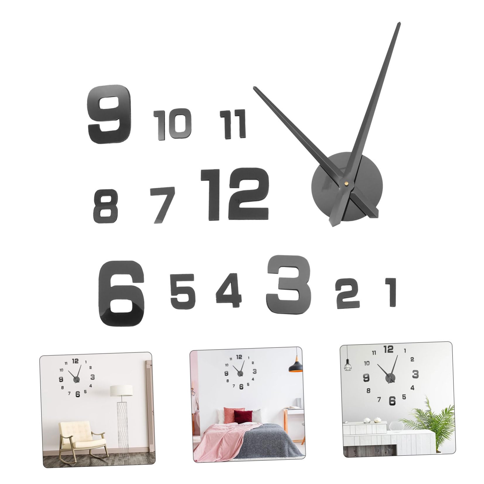 Garneck Retro Wall Clock Large Acrylic Analog Clock for Living Room Silent DIY Wall Mount Home Decor Wall Clock Decor for Bedroom