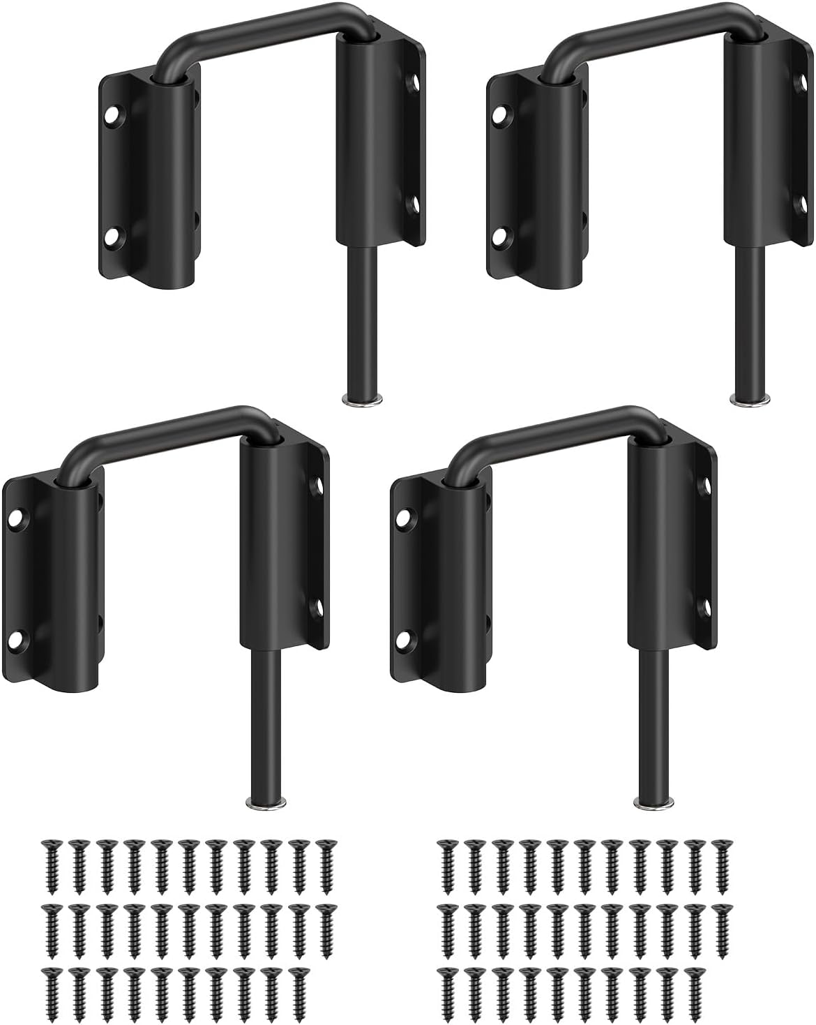 Updated U Patio Sliding Door Loop Lock Latch - 90/180 Degree Stainless Steel Security Bolt Lock for Barn, Garden, Fence Gate, Window - Multi-Angle Mounting (Black-4 PCS)