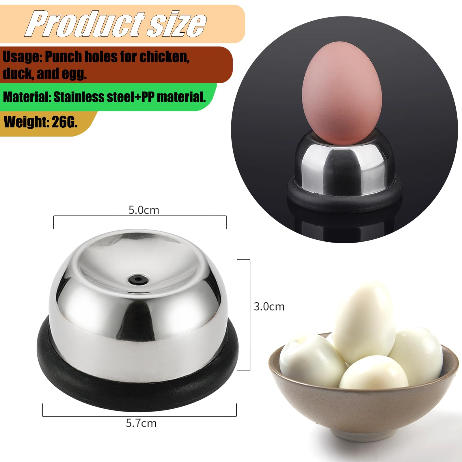 Piques à œufs - Lot De 2 - Acier Inoxydable - Pour œufs Durs Et Cuisson - Anti-éclatement