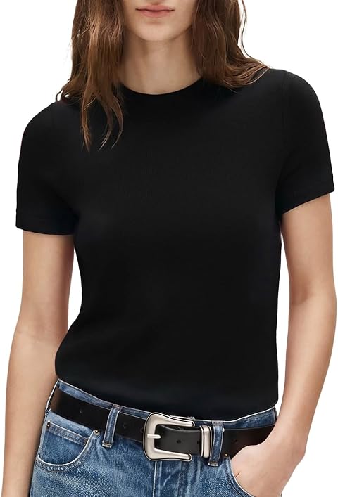 SUUKSESS Women Silk Cashmere Blend Crew Neck Short Sleeve Sweaters Casual Blouse