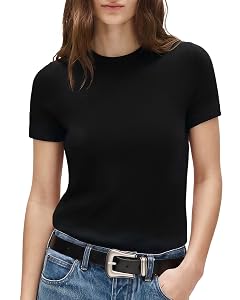 SUUKSESS Women Silk Cashmere Blend Crew Neck Short Sleeve Sweaters Casual Blouse