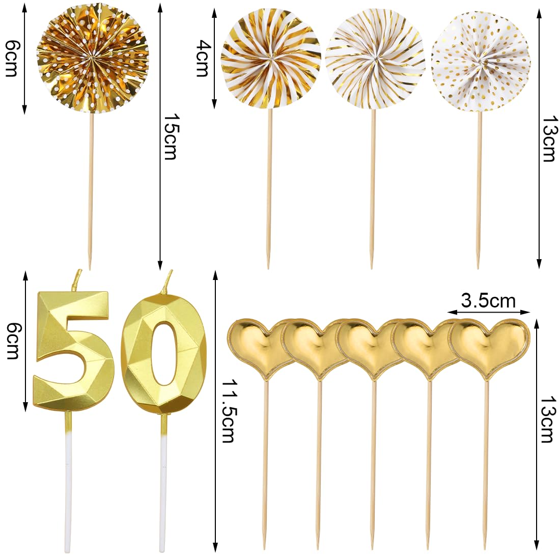 Bougies d'anniversaire 50 Ans pour Gâteau, Décoration Fête Homme Femme