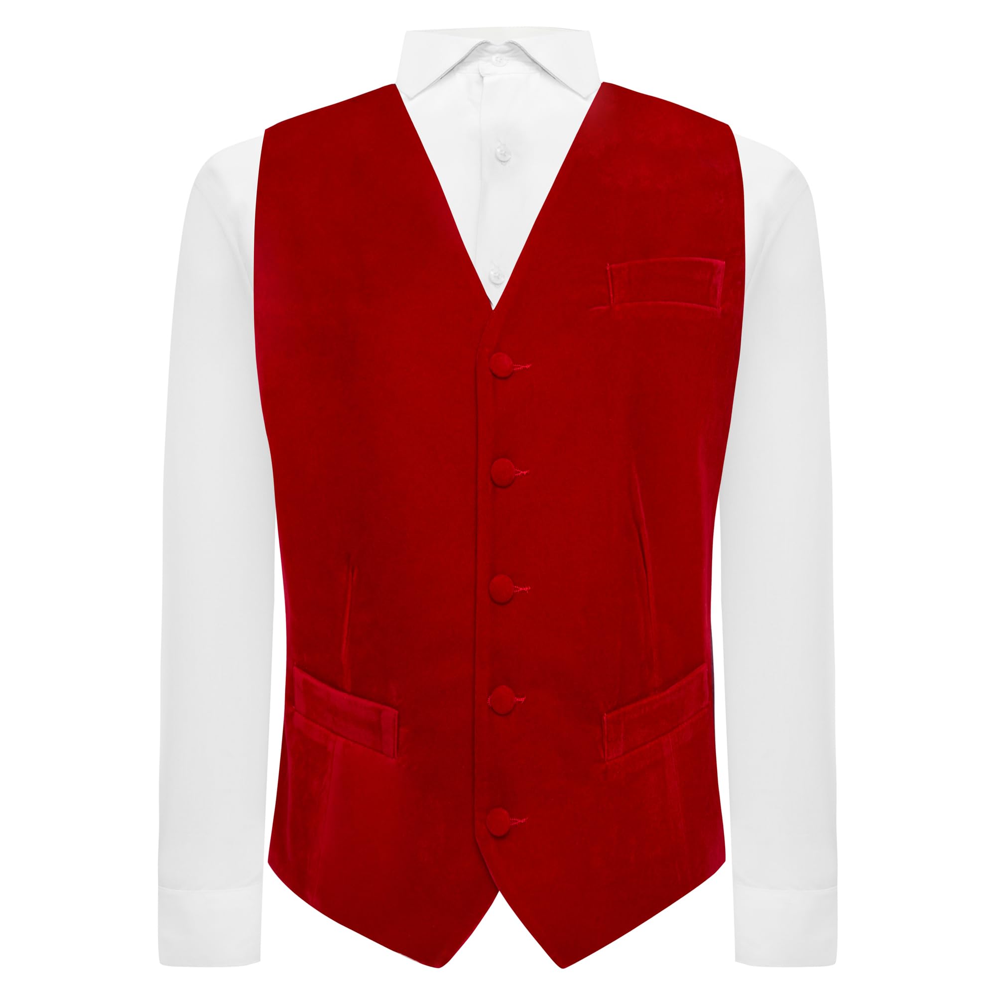 King & Priory Dark Red Velvet Waistcoat - XL