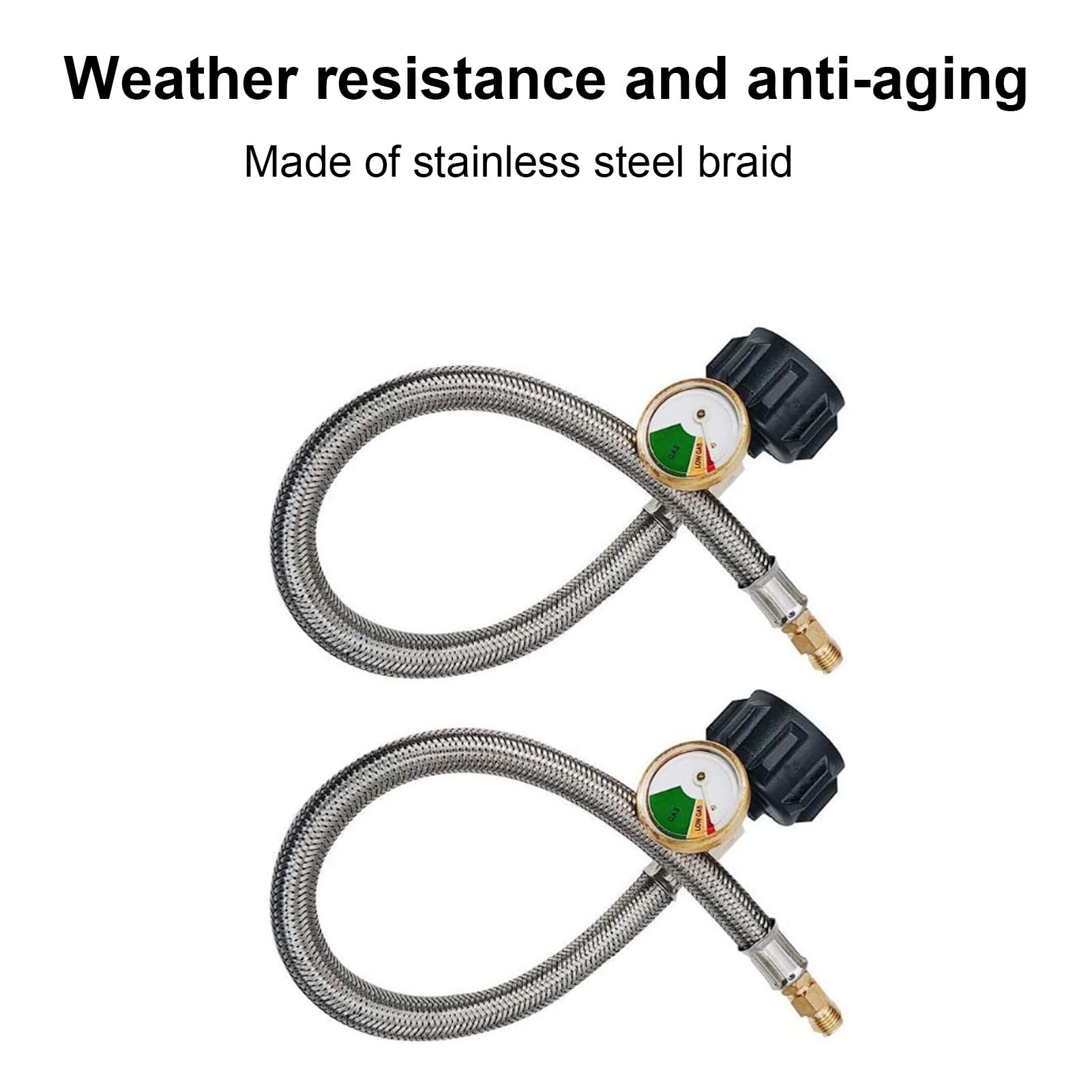 Tuyau à Gaz pour Caravane | Tuyau À Gaz De Remplacement Pour Camping-Car Avec Manomètre | Accessoires Étanches Affichage 38 cm pour Week-End Voyage Camping