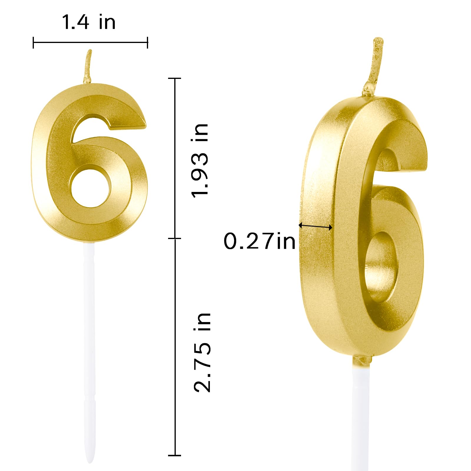 IBLESSU 10Pcs Birthday Candles for Cake - Numeral Birthday Candles 0-9 Happy Birthday Cake Topper Decoration for Birthday Wedding Party Cake Birthday Decorations Kids, Adults (Gold)