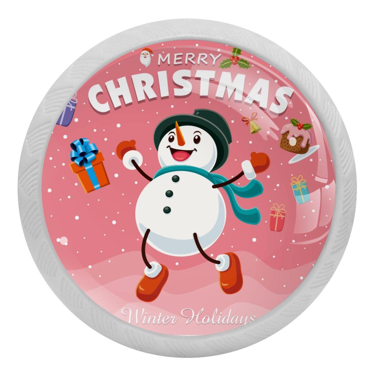 Boutons de tiroir bonhomme de neige en verre fluorescent pour déco de Noël
