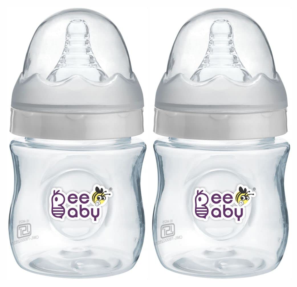 BeeBaby Ease Wide Neck Baby Feeding Bottle with Anti-Colic Soft Silicone Nipple for Newborns, Infants, Kids. Easy to Latch. 100% BPA Free. (2, White, 150 ML)-image-24