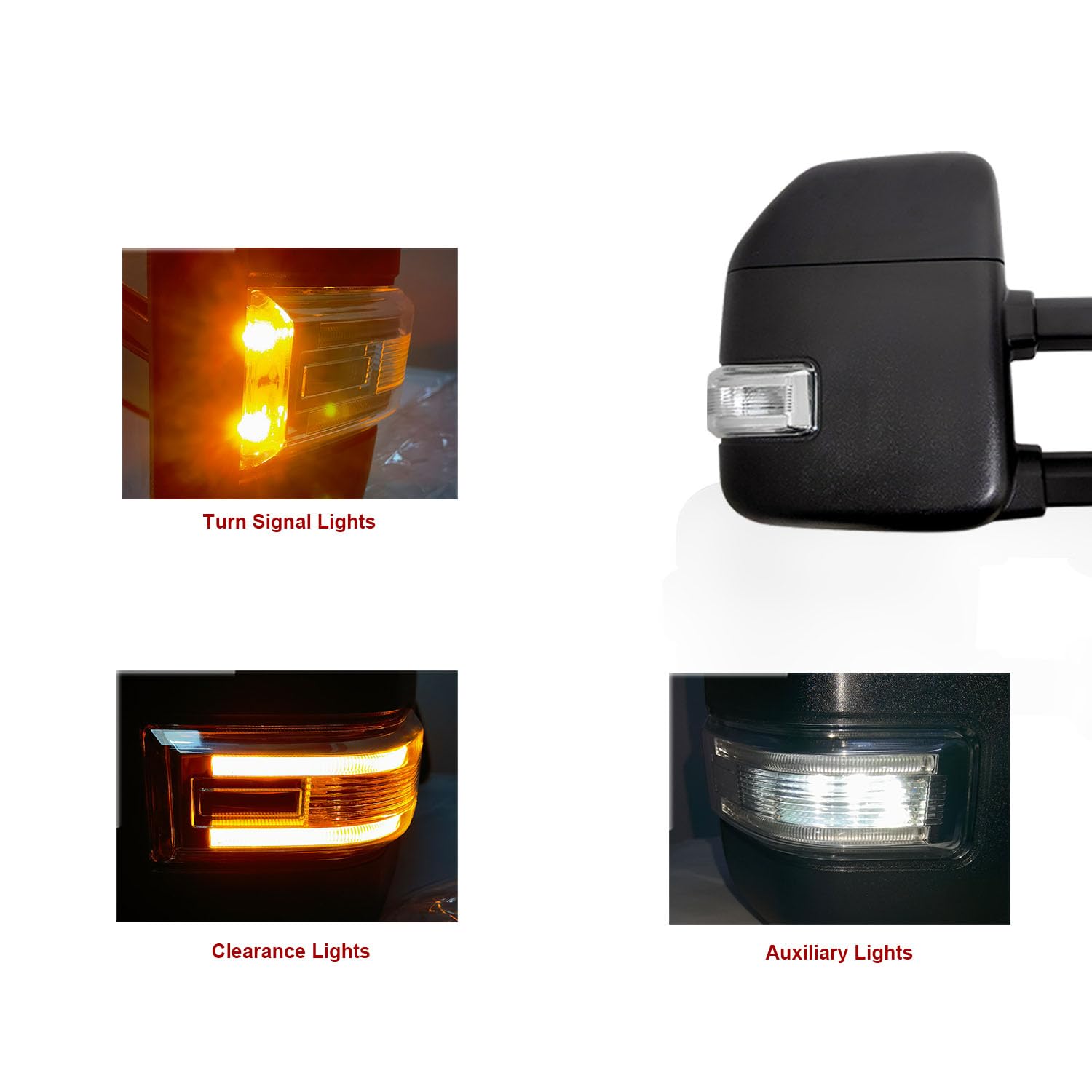 ReYee Power Heated Towing Mirrors For 2017-2020 Ford F250 F350 Super Duty - With LED Turn Signal & Temp Sensor - View #6