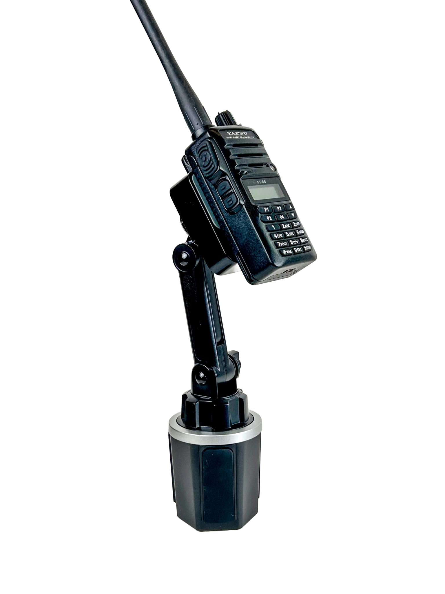 Adjustable Height Cup Holder Mount for Anytone BaoFeng Icom Kenwood Yaesu Handhelds Now with Mic Holder