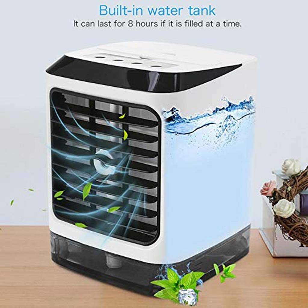Chłodnica powietrza do domu i biura, klimatyzator wyparny i nawilżacz powietrza 3 w 1, przenośny mini klimatyzator USB, 3-biegowy wentylator biurkowy