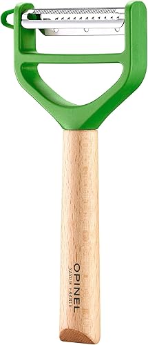 Miniatura 4 de OPINEL - Pelador de mango de madera T-Duo - Cuchillas de acero inoxidable - Agarre cómodo - 1 cuchilla microdentada para pelar + 1 cuchilla para