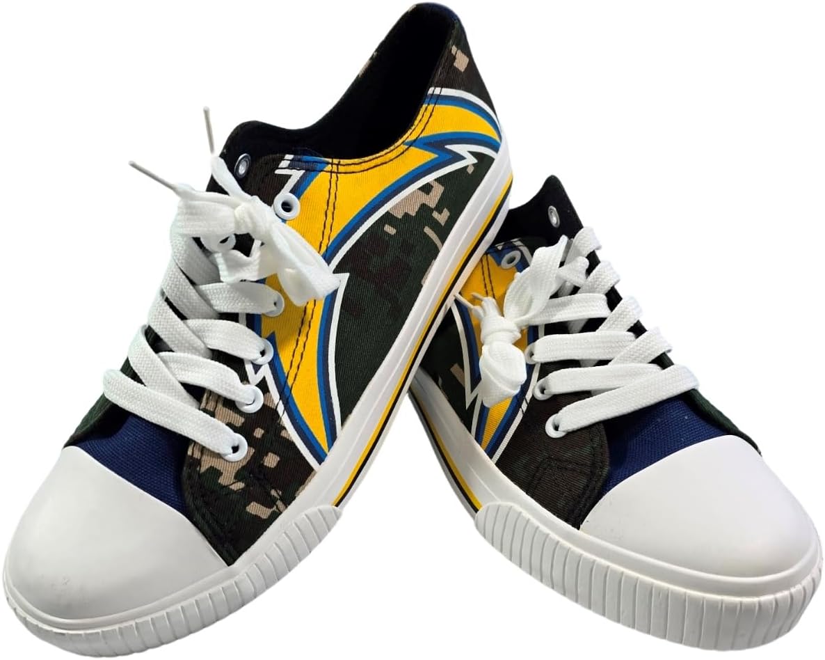 FOCO Mens NFL Team Big Logo Low Top Canvas Sneaker Shoes