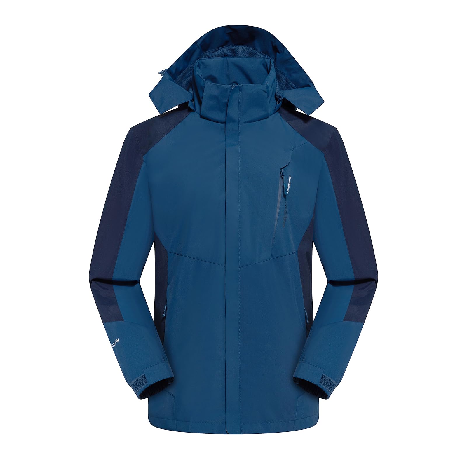 Veste de Pluie Imperméable en Plein Air Pour Hommes Doublure en Maille Respirante Manteau de Randonnée Combinaison de Pluie Coupe-vent Avec Capuche Amovible et Poche Zippée