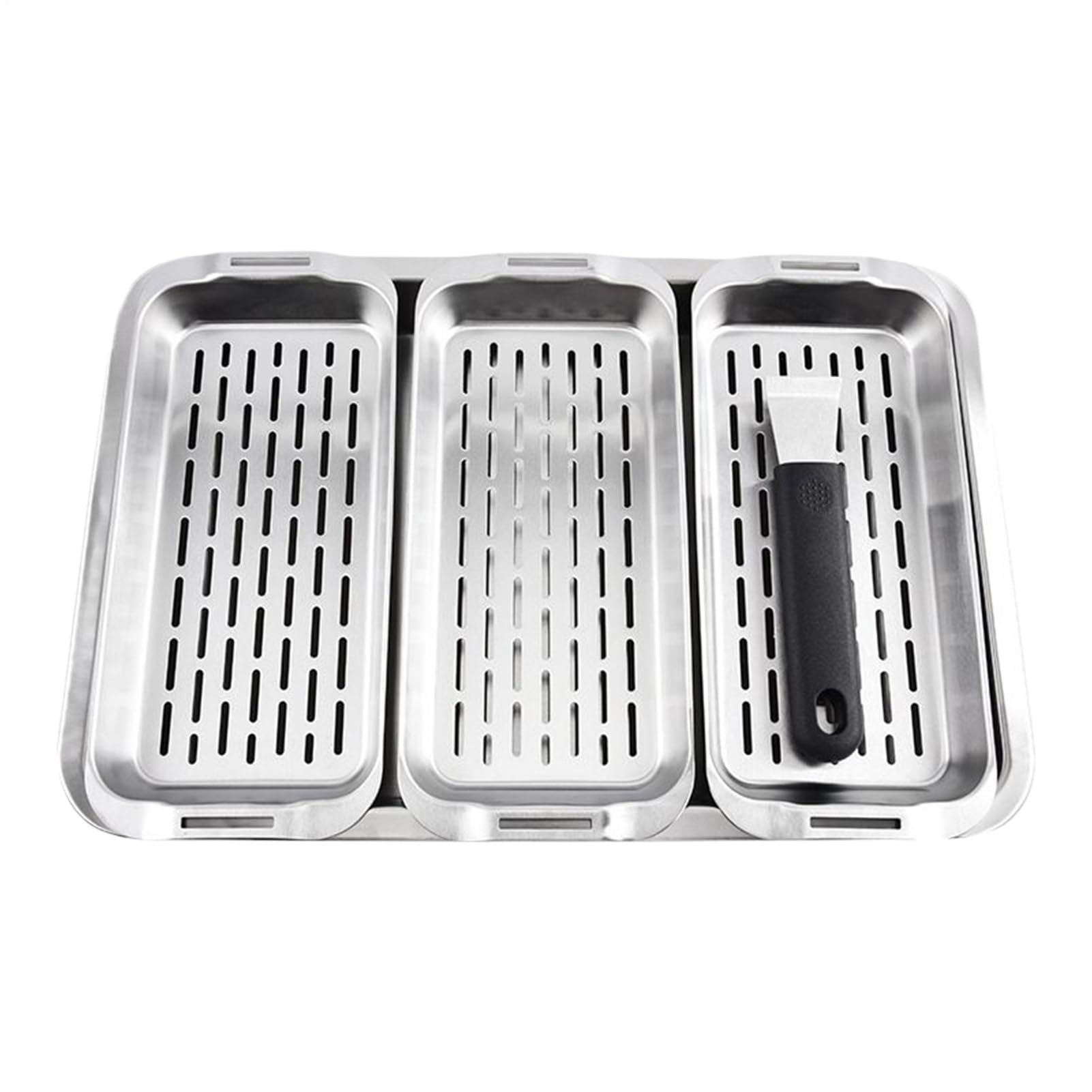 Cestello per Griglia in Acciaio Rettangolare Fondo Bocca Bassa | Set Di Cestini Per Griglia BBQ Gabbia BBQ Verdure Carne Peperoni Gamberi Bocca Bassa Per Picnic Riunioni Famiglia Feste