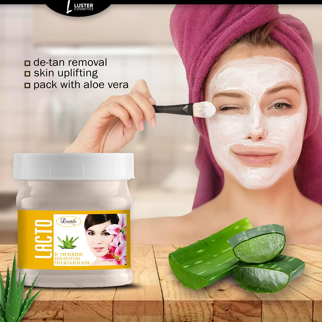 Luster Lacto Anti Tan Customized Facial Kit | Removes Sun Tan & Dark Spot | Scrub | Massage Cream | Massage Gel | Face Pack | Paraben Free - 500 ml (Pack of 4). 4