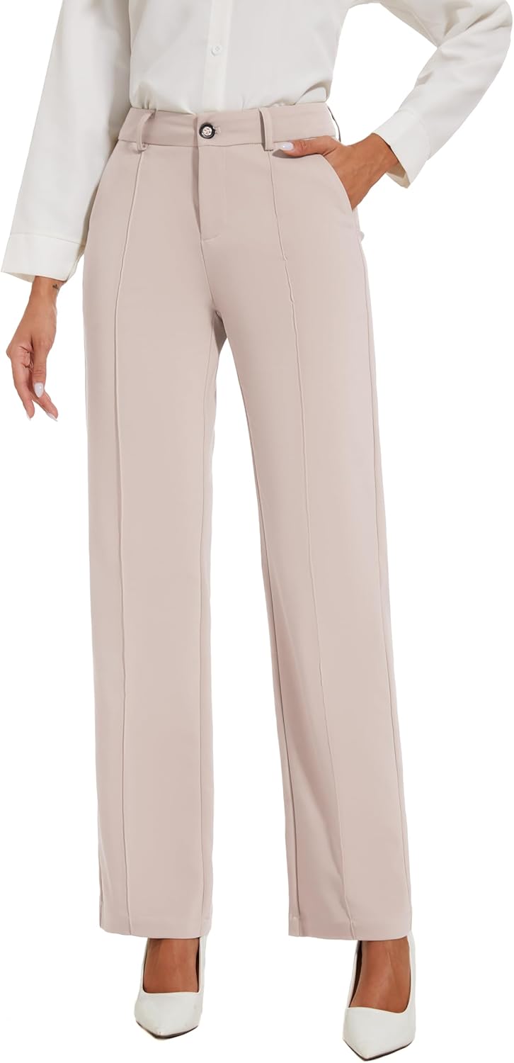 Womens Dress Pants Stretchy Business Casual Work Pants Straight Leg Slacks for Office