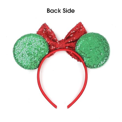 Miniatura 4 de JIAHANG Diadema de orejas de ratón de Navidad, diadema con lazo de lentejuelas, decoración de festivales, niños, disfraz para la cabeza, accesorios