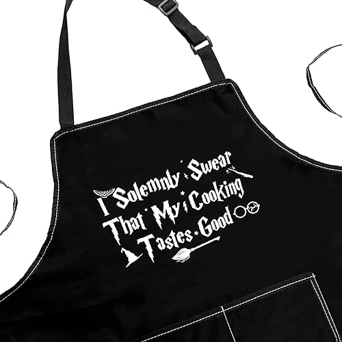 Miniatura 5 de POFULL Delantal de mago I Solemnly Swear My Cooking Tastes Good Apron Halloween Theme Gift