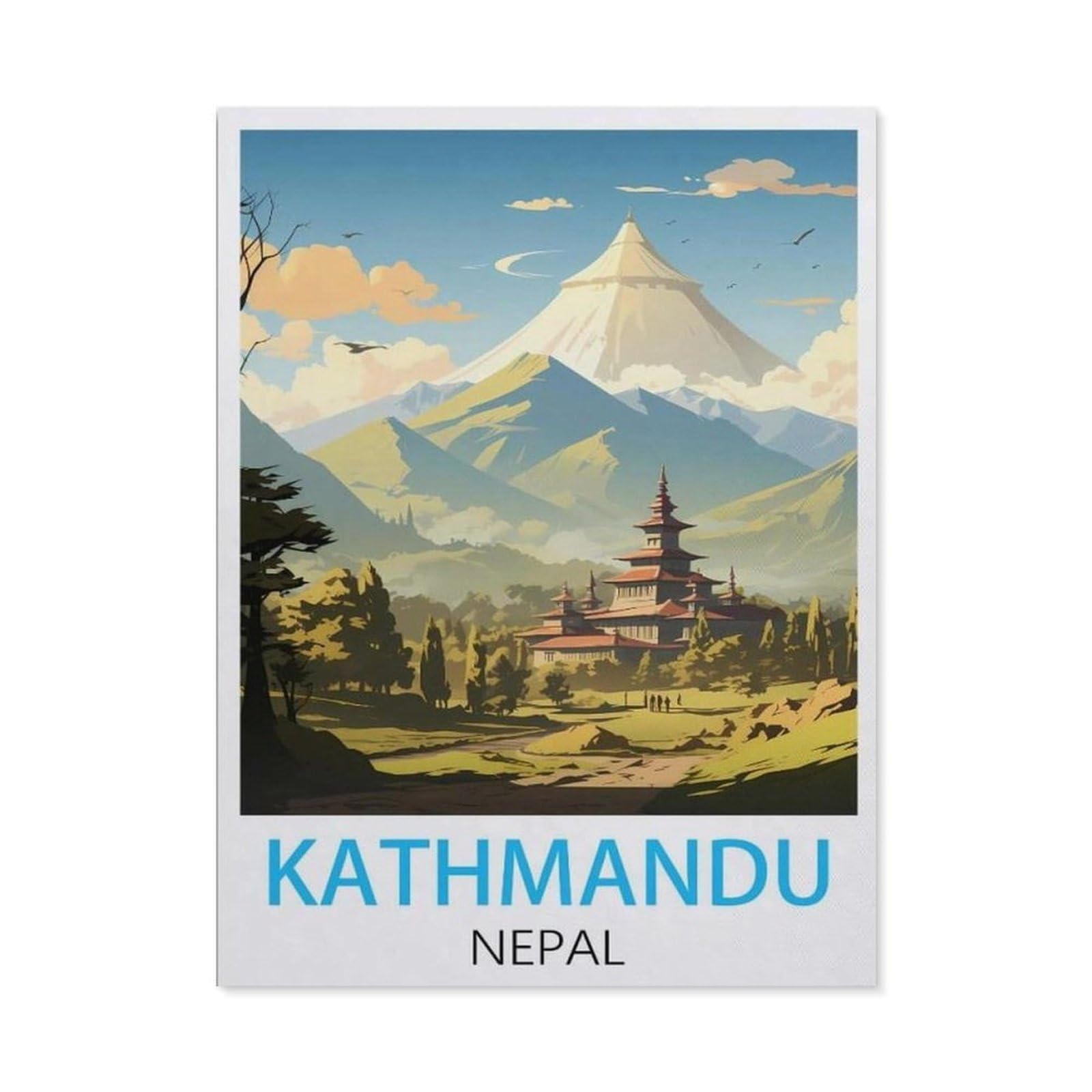 BEAYODKP Diamond Painting，Kathmandu Nepal,Round Full Drill Acrylic Embroidery Cross Stitch Arts Craft Canvas Supply for Home Wall Decor Adults and Kids（40 x 50 cm/15.74 x 19.68 inches）-BZ10