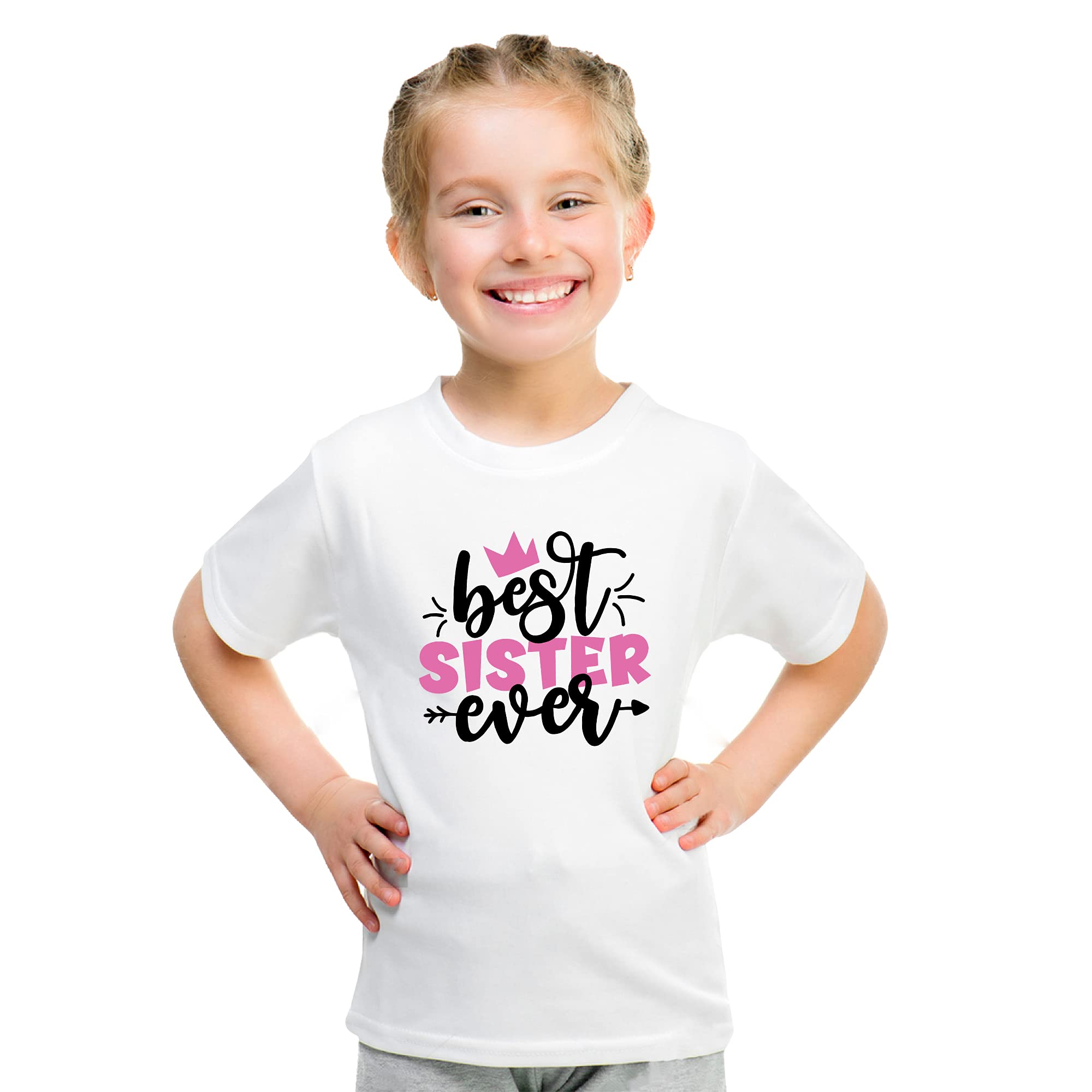 ADT Photo GiftsBest Sister Ever and Best Brother Ever White Tshirts Kid Girl (26) Size