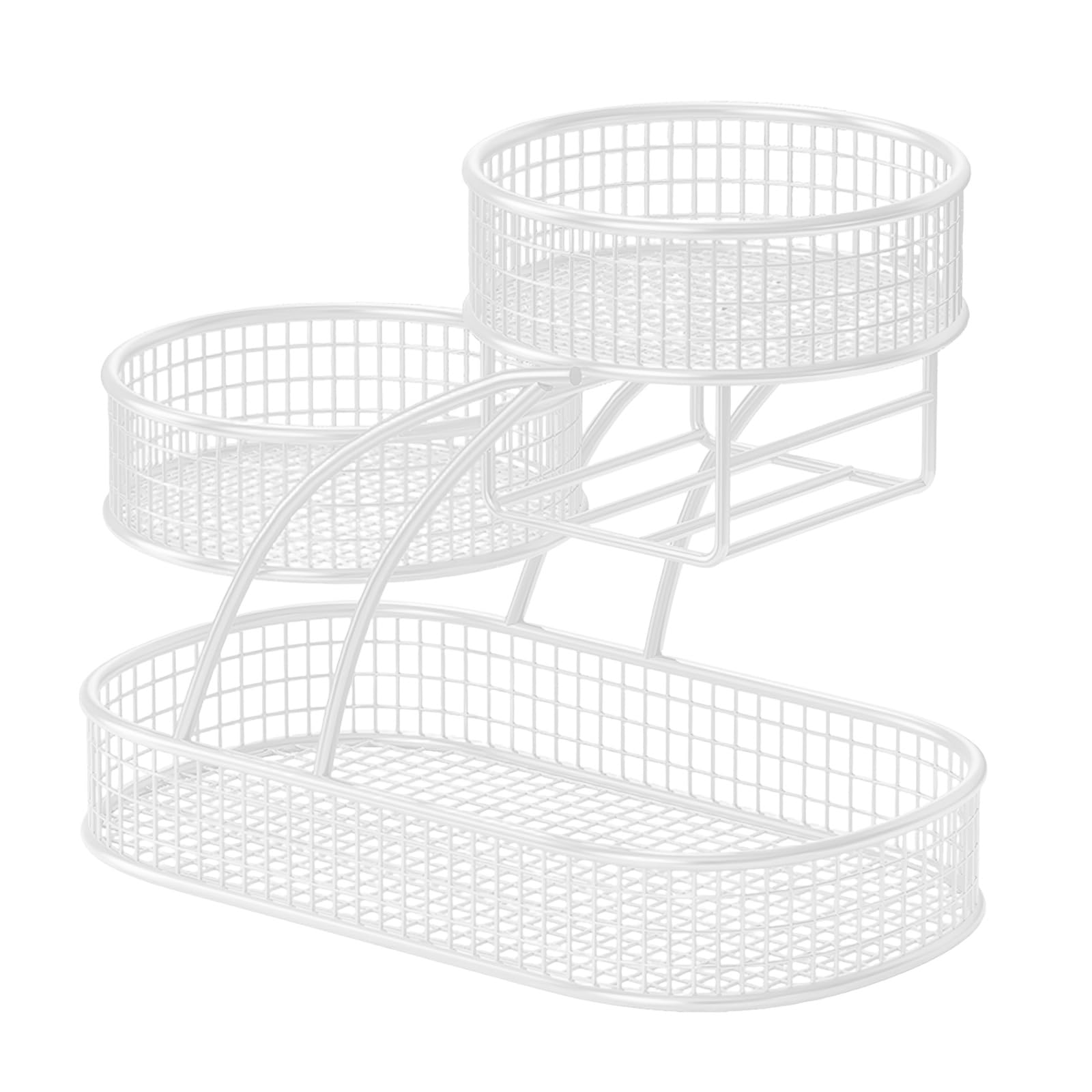 jiingekk 3-Tier Metal Fruit Basket Stand, Iron Wire Kitchen Counter Organizers with Rustproof Coating Spacious for Fruits Open Wire Design Basket