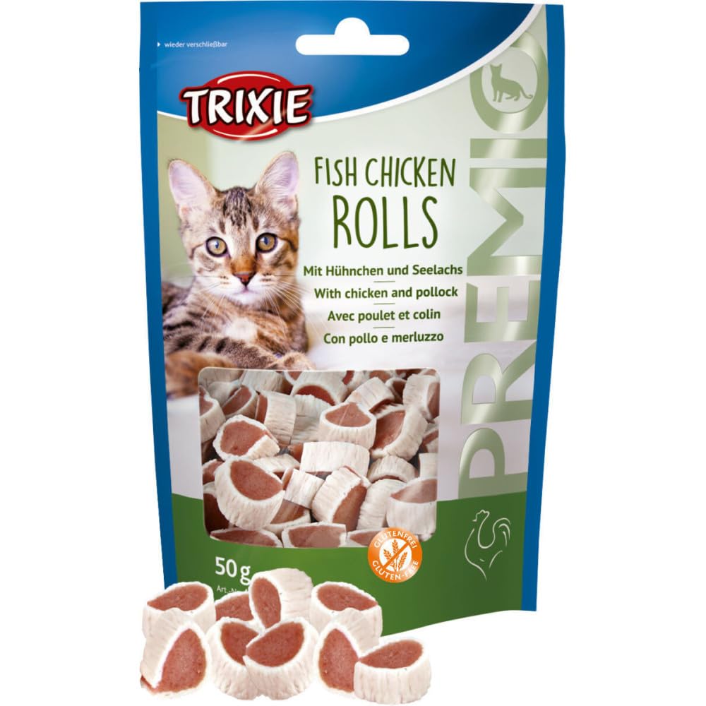 Trixie Premio Bites Fish Chicken Rolls Cat Treats - 50G