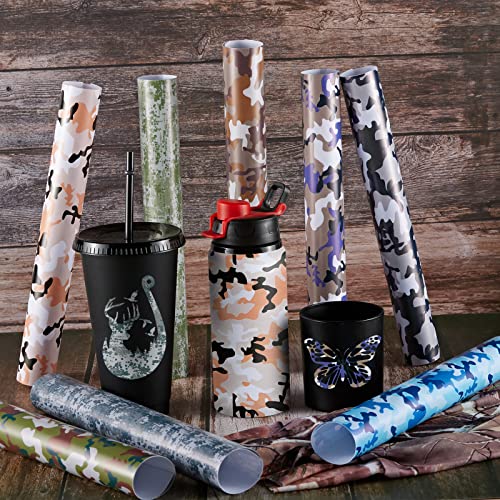 Tintnut Permanent Vinyl - 8 Sheets 12"X10", Camo Permanent Adhesive Vinyl Sheets, Army Pattern Self Sticker Waterproof Vinyl Compatible With Cricut Or Silhouett #TOP6