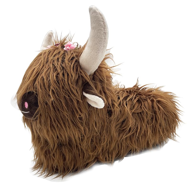 LELEBEAR Highland Cow Plush Scottish Cow Slippers, Soft Warm Animal Home Indoor Slippers2