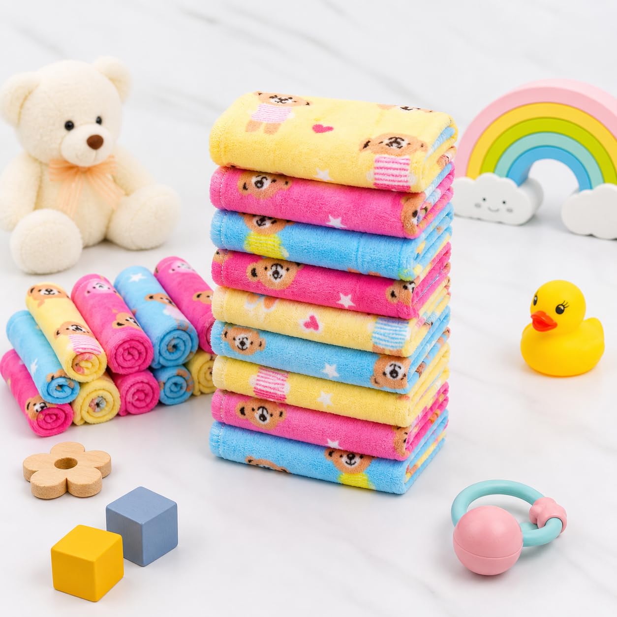 Kids Baby Super Soft Handkerchief For Daily Use/Newborn Baby Shower Gift (25X25 Cms Multicolour)-image-24