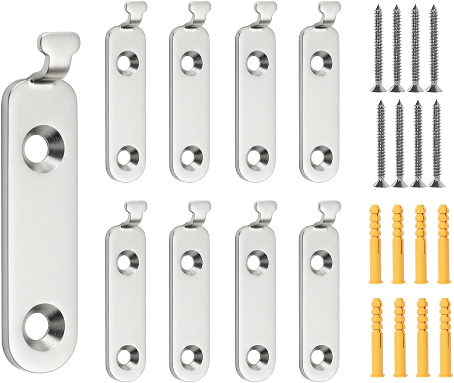 10Pcs Heavy Duty Picture Hooks Kit, Invisible Mirror Wall Hangers for Solid Wall and Plasterboard, Up to 40kg/50kg Load, Includes Screws and Plugs for Hanging Mirrors, Art, Canvas