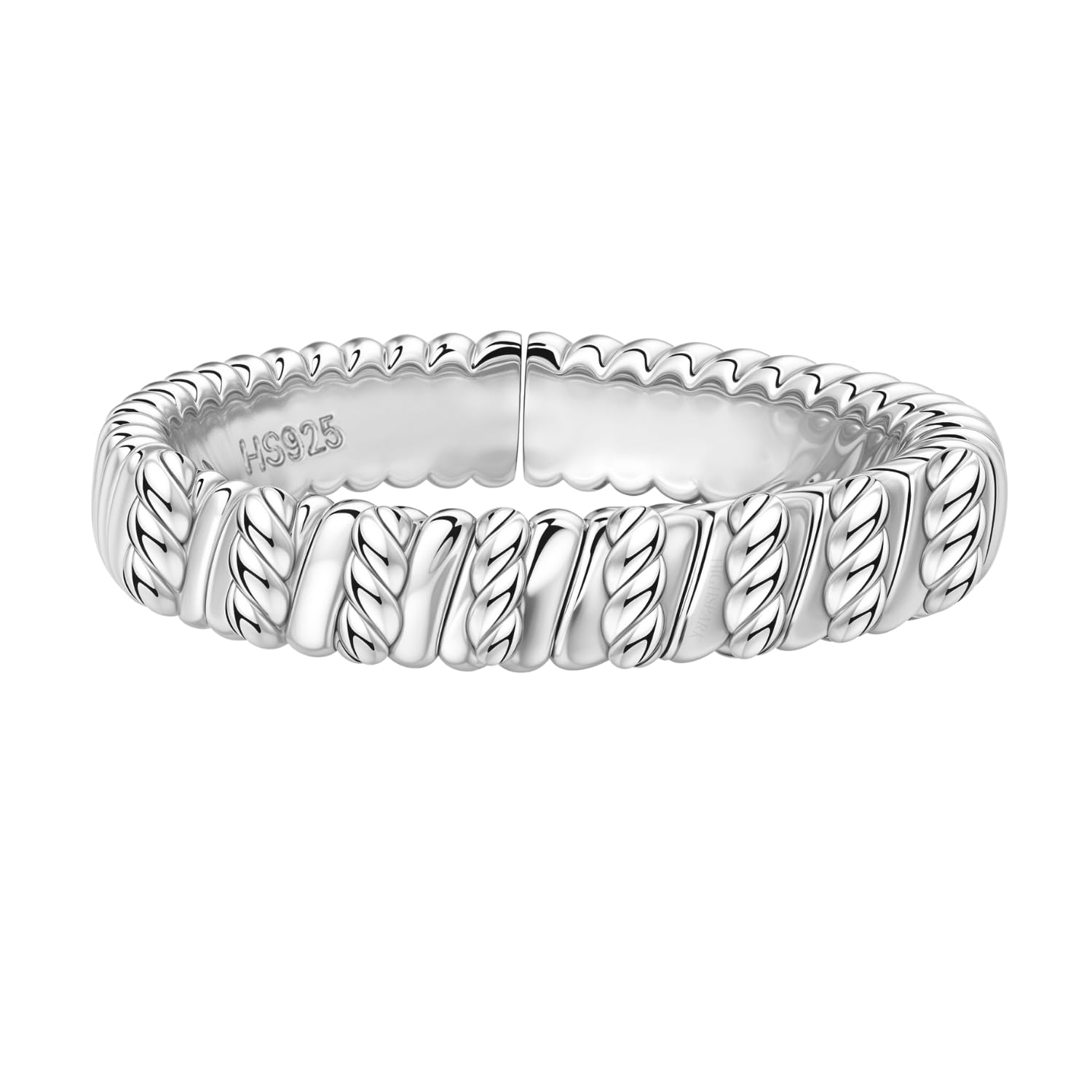 HighSpark 925 Sterling Silver Rings for Women | Adjustable Contemporary Style & Stunning Shine | Lovely Gift - Textured Ring (B0CTZR74G3) Amazon Price History, Amazon Price Tracker