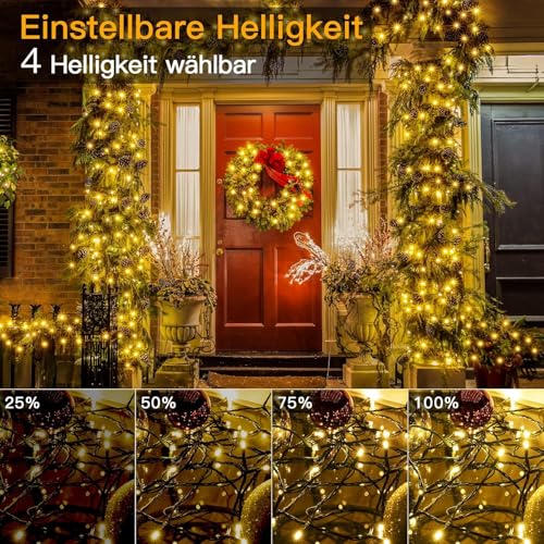 Ollny Lichterkette Außen 40m 400 LED Warmweiß mit Fernbedienung & Timer – Ansicht 5