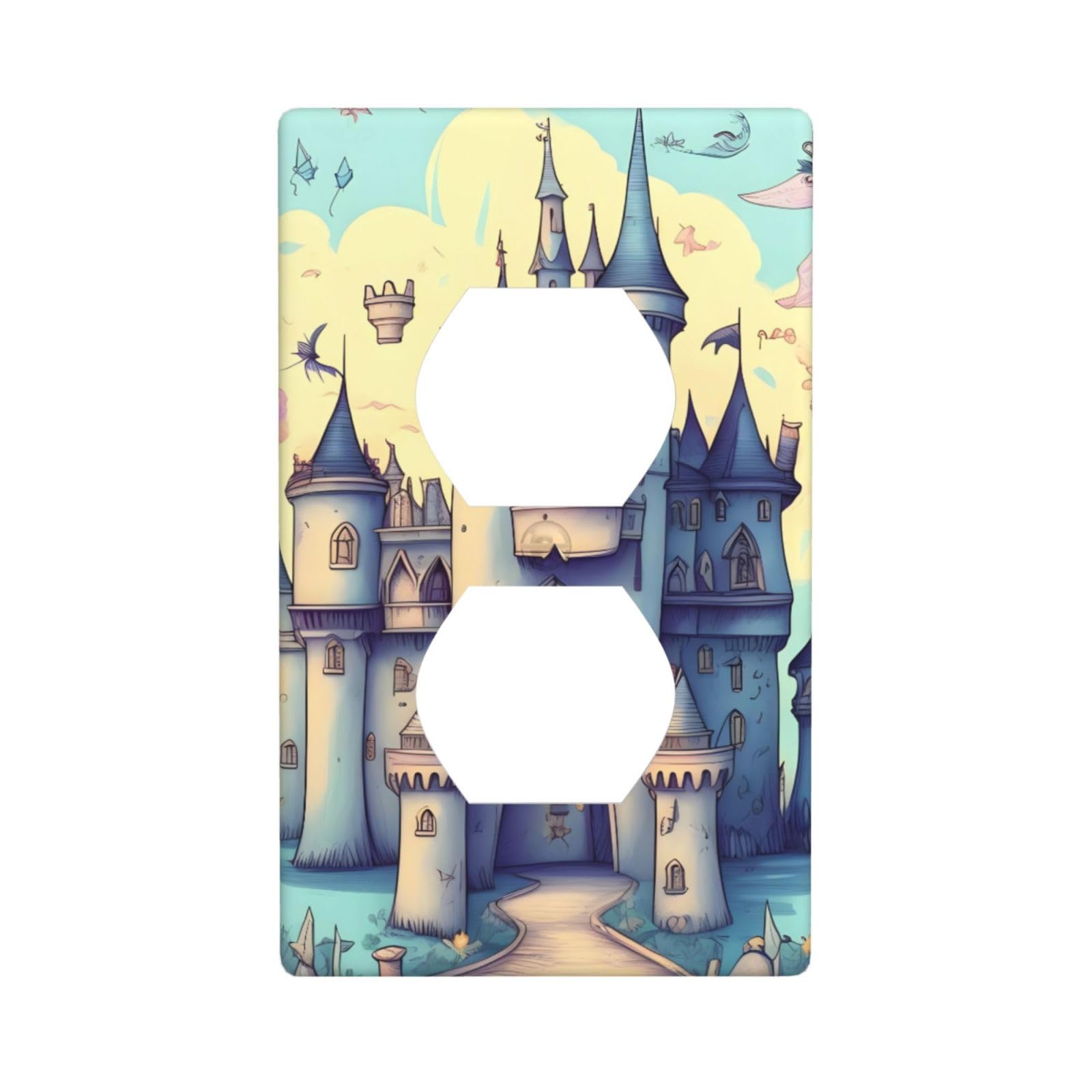 Fairytale Castle Unbreakable Polycarbonate Switch Plate-1 Gang Screwless Wall Plate for Home Office