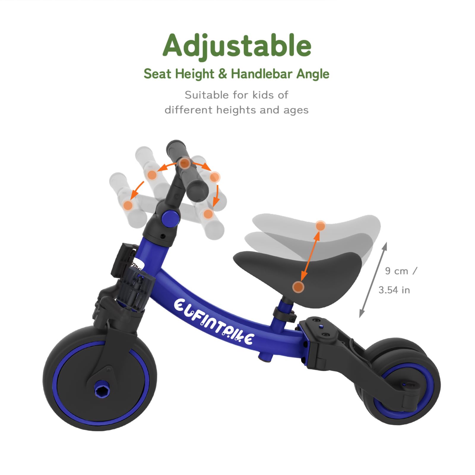 besrey Tricicli 5 in 1 Triciclo per Bambini da 1 a 5 Anni,Triciclo Senza Pedali,Bicicletta Senza Pedali, Blu Scuro