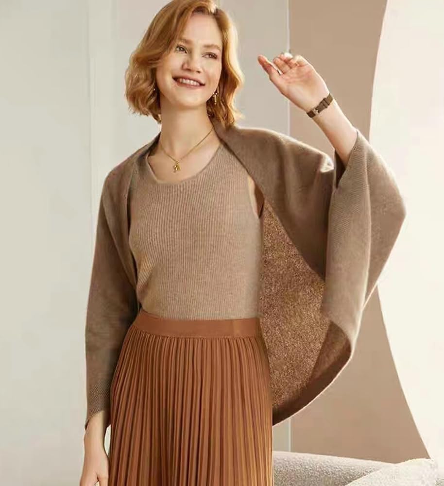 Women's Soft Shawls and Wraps Knitted Warm Shawl With Sleeves Pashminas Shawl Wrap Lightweight Open Front Poncho 2026 - Image 3