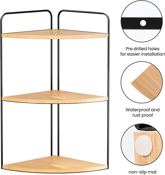 Organizador de Baño Forest Angle, 3 Niveles, Negro y Madera miniatura 4