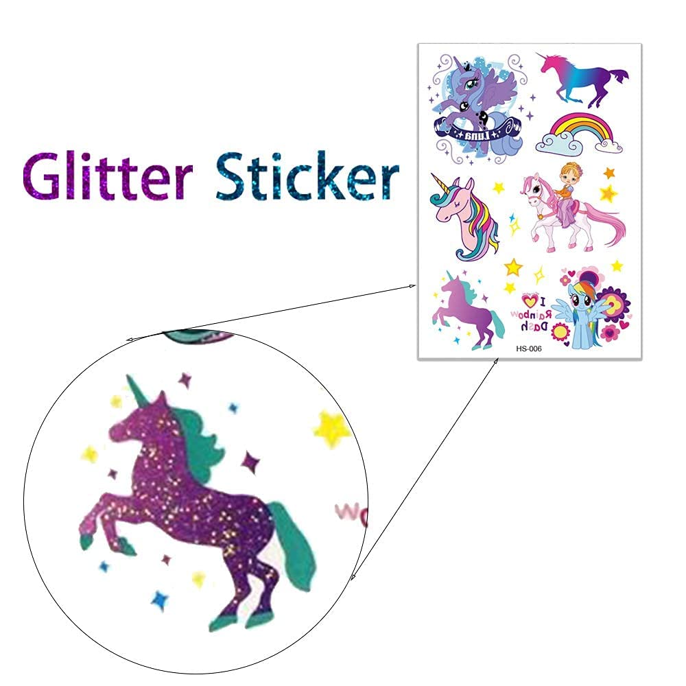 Tatuaggi Temporanei Glitter Per Bambini - Set Con Farfalle E Unicorni, Impermeabili E Sicuri, 100+ Pezzi, Ideali Per Feste E Regali