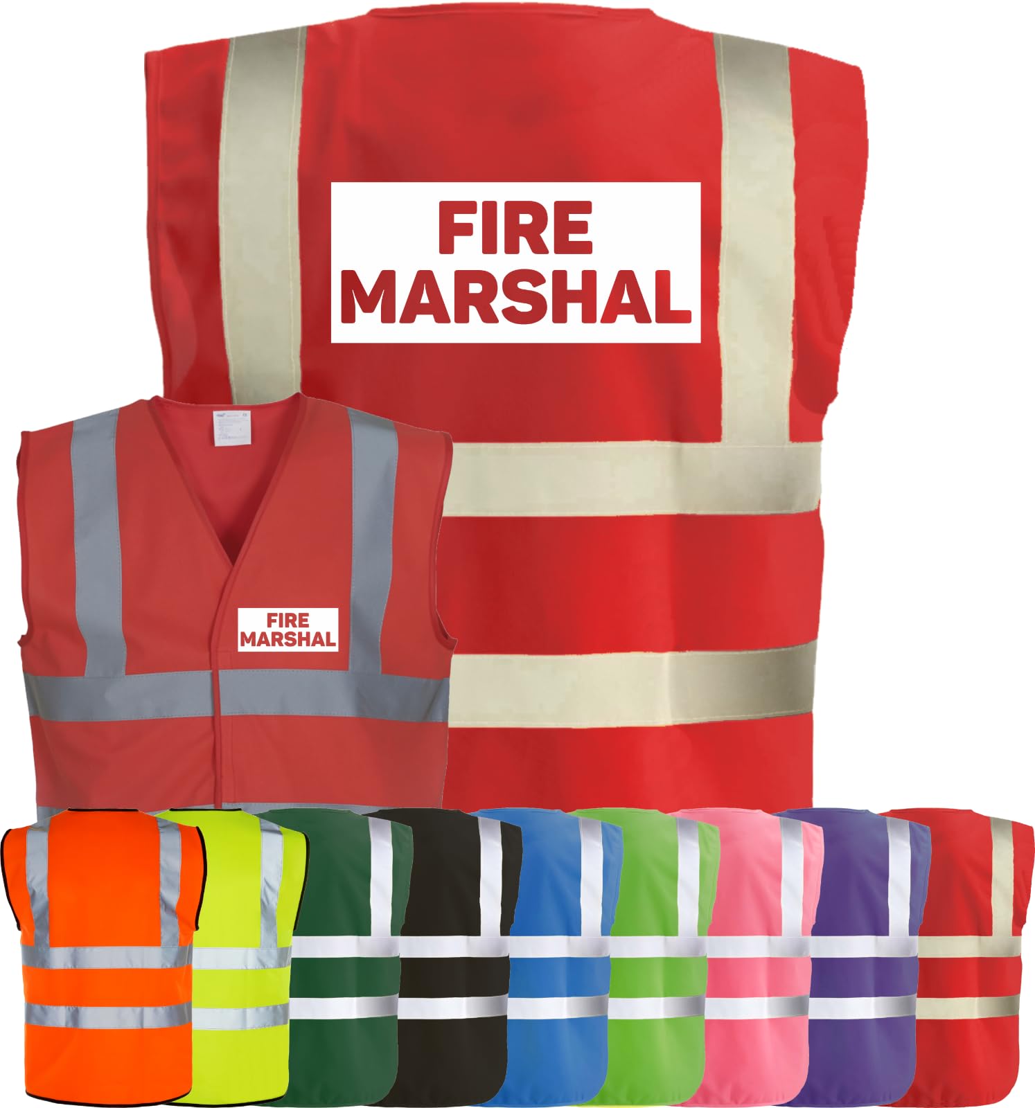 Corporate Togs FIRE MARSHAL Hi-Vis Safety Vest - High-Visibility Waistcoat Tabard, British Standard CE Marked, Fastening Vest | Protective Safety Wear