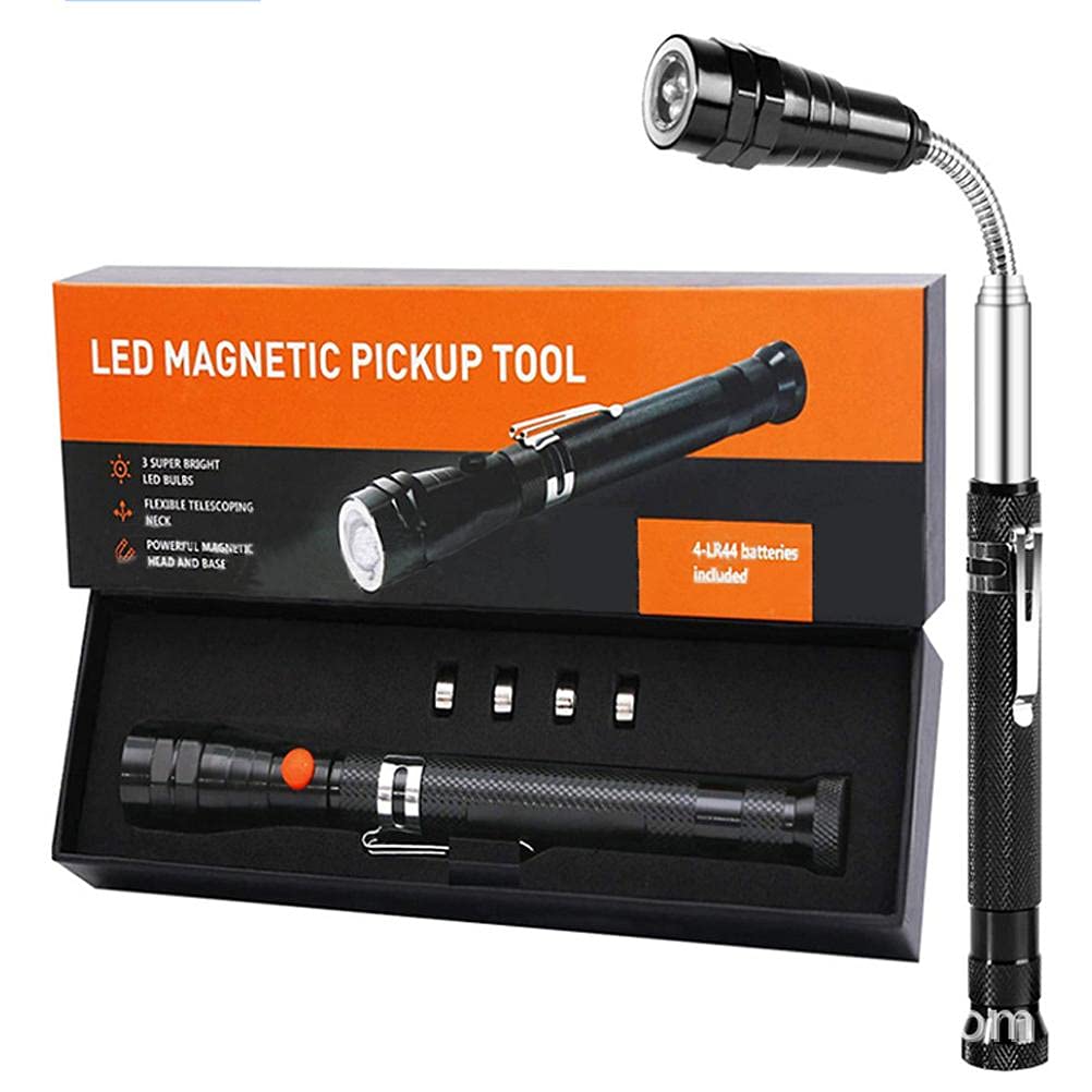 Magnetic Telescopic Pickup Tool with 3 LED Lights, Pick Up Stick Magnetic Flashlight, Gadgets Pickup Tool Gift for Men, Women, Father, Husband, etc.