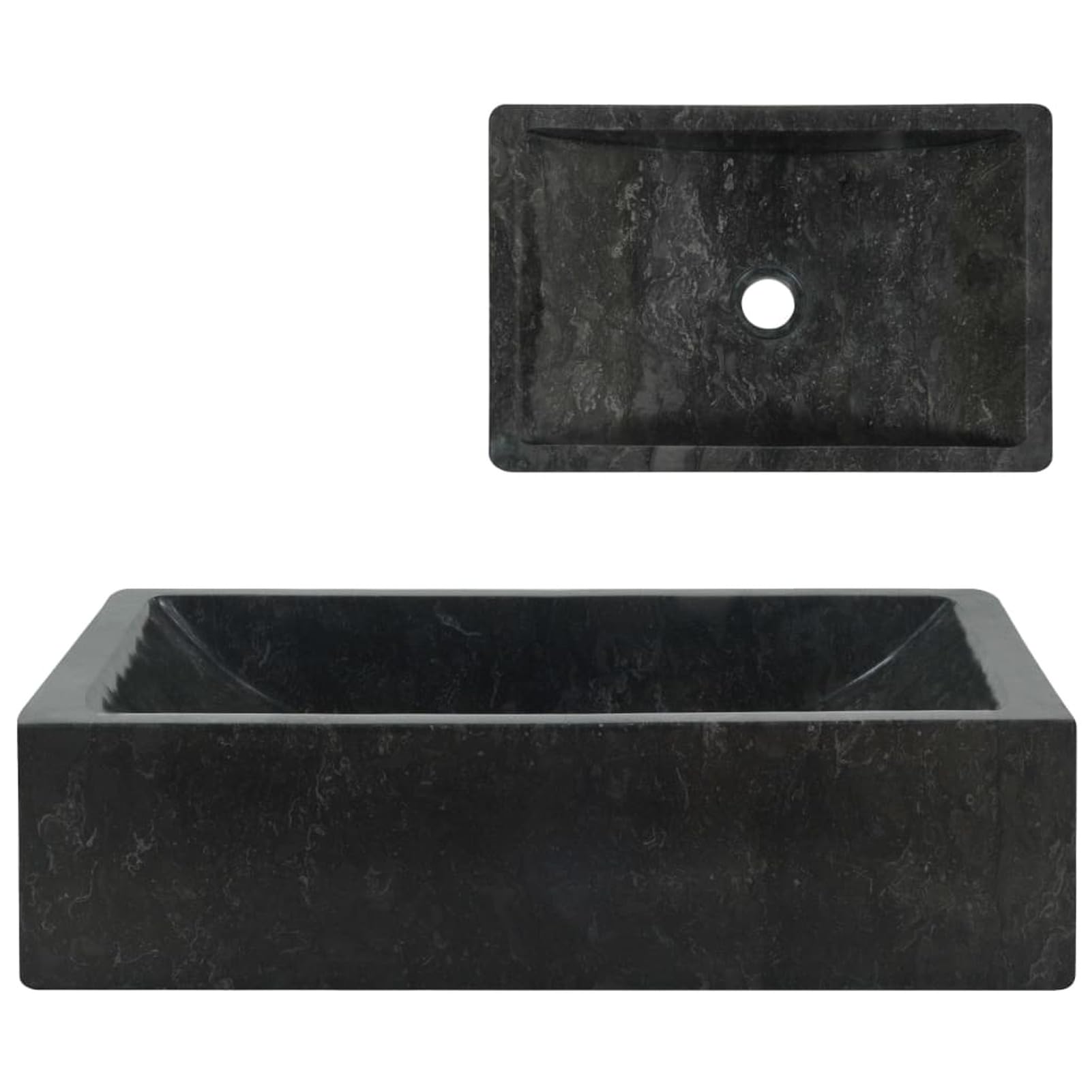 Lavabo de mármol Negro con Brillo 45x30x12 cm Lavado De Bano Lavabo Suspendido
