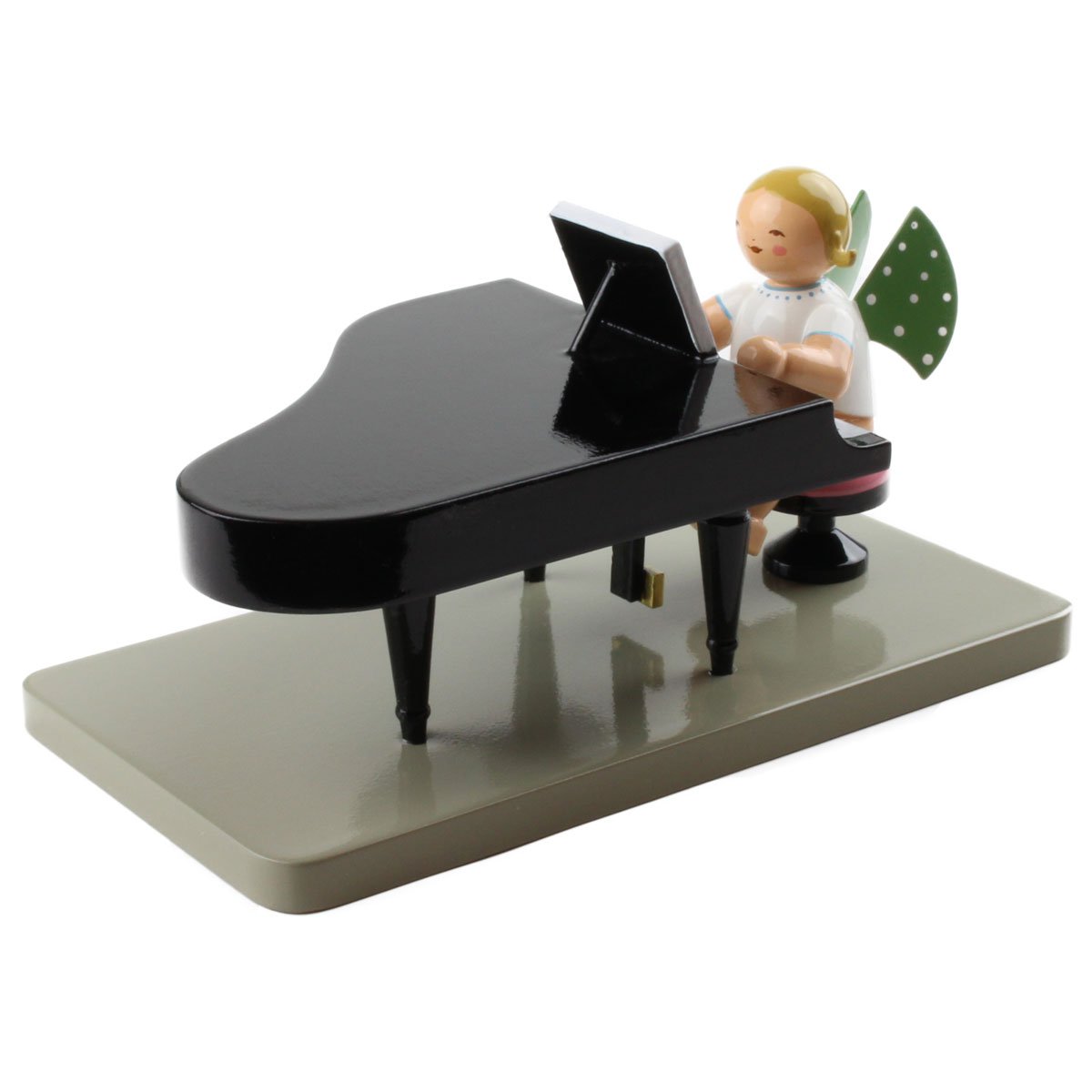 Wendt & Kuhn Blond Handbemalt Grunhainichen Blond Engel Grand Piano Figur geschlossen